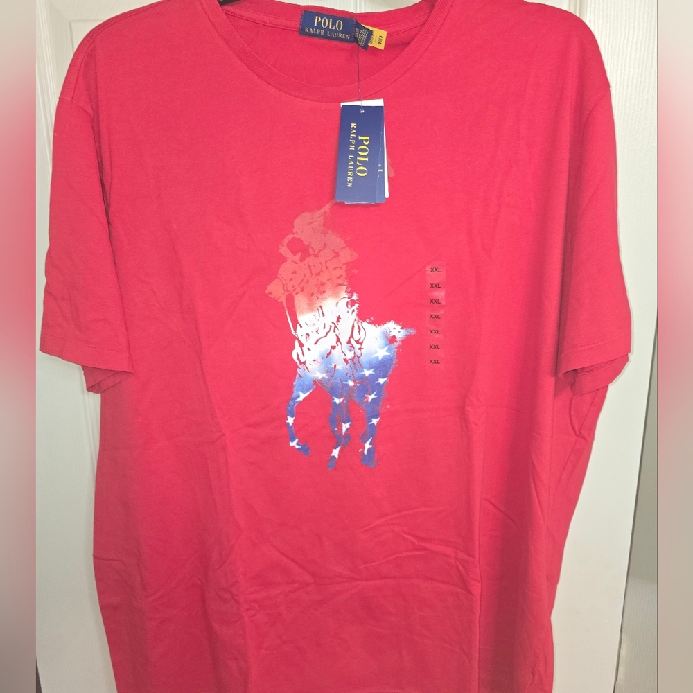 Ralph Lauren Red Short Sleeve Tee with Graphic. XXL